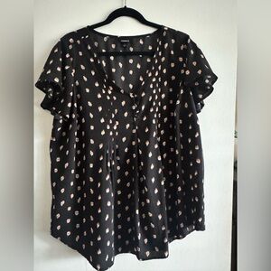 TORRID Black and Brown Button-Front Blouse versatile work to play top!!
